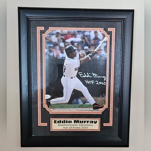 Eddie Murray Orioles HOF Autographed Framed Photo COA Inscribed HOF 2003